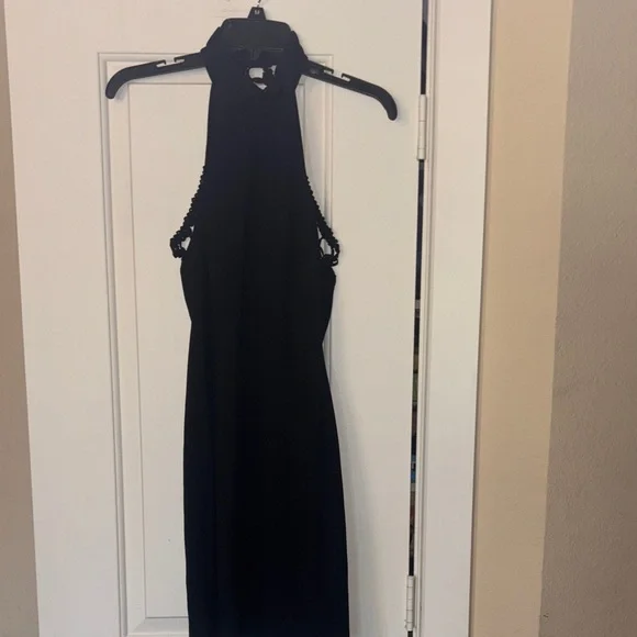 Elegant Black Halter Dress lace back high neck 6 - Picture 2 of 5